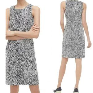 J. Crew Factory Oncilla Basket Weave Print Sheath Dress Navy/White Women 6 NWT